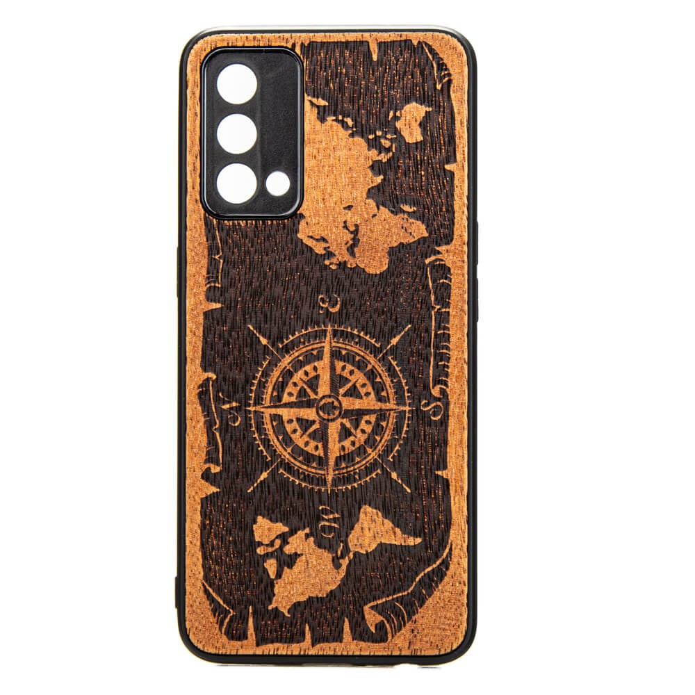 Drewniane Etui Realme GT Master Edition RÓŻA WIATRÓW MERBAU (1)