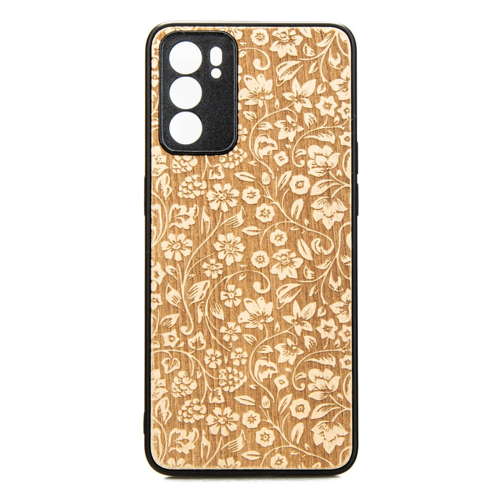 Oppo Reno 6 5G Flowers Anigre Wood Case (1)