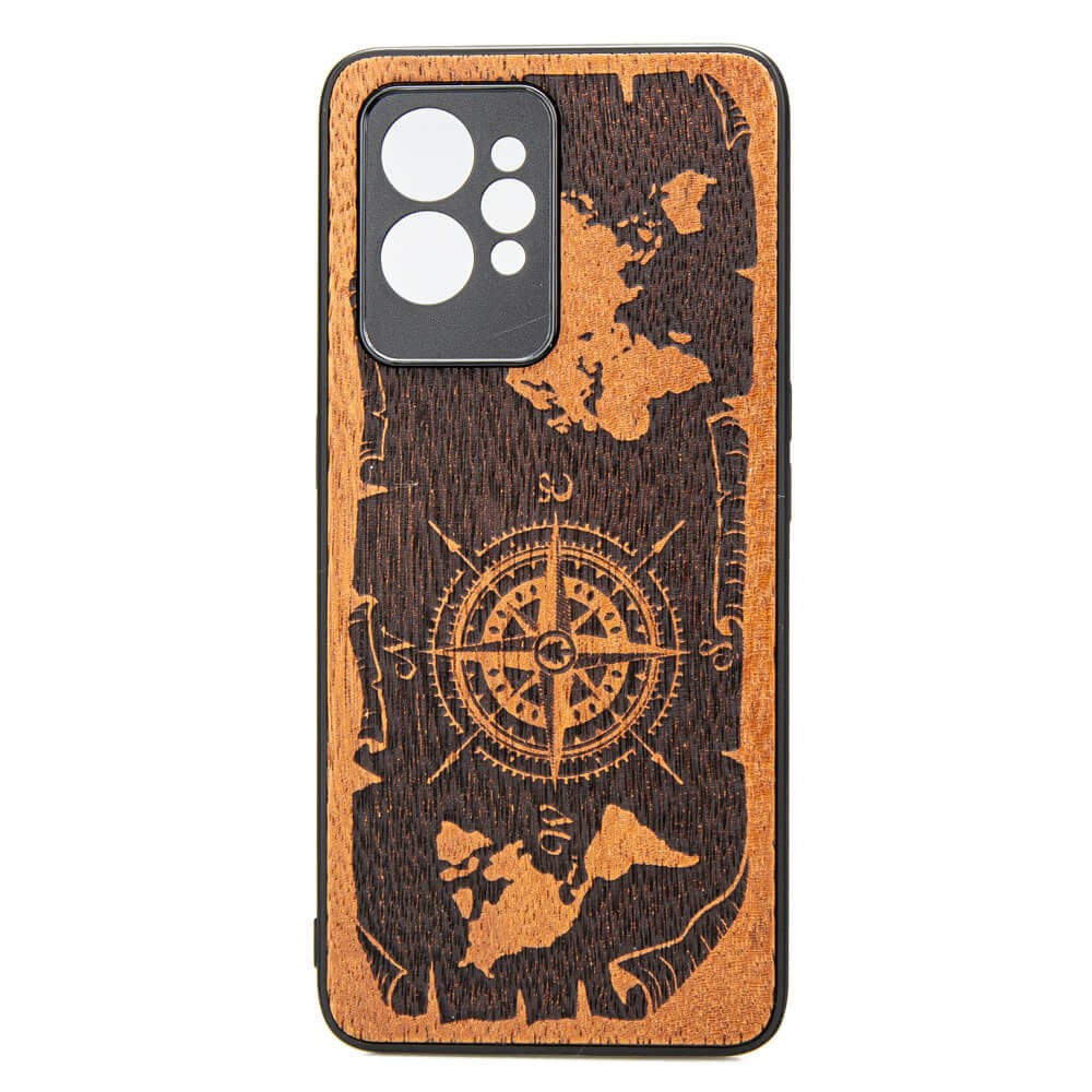 Drewniane Etui Realme GT 2 Pro RÓŻA WIATRÓW MERBAU (1)