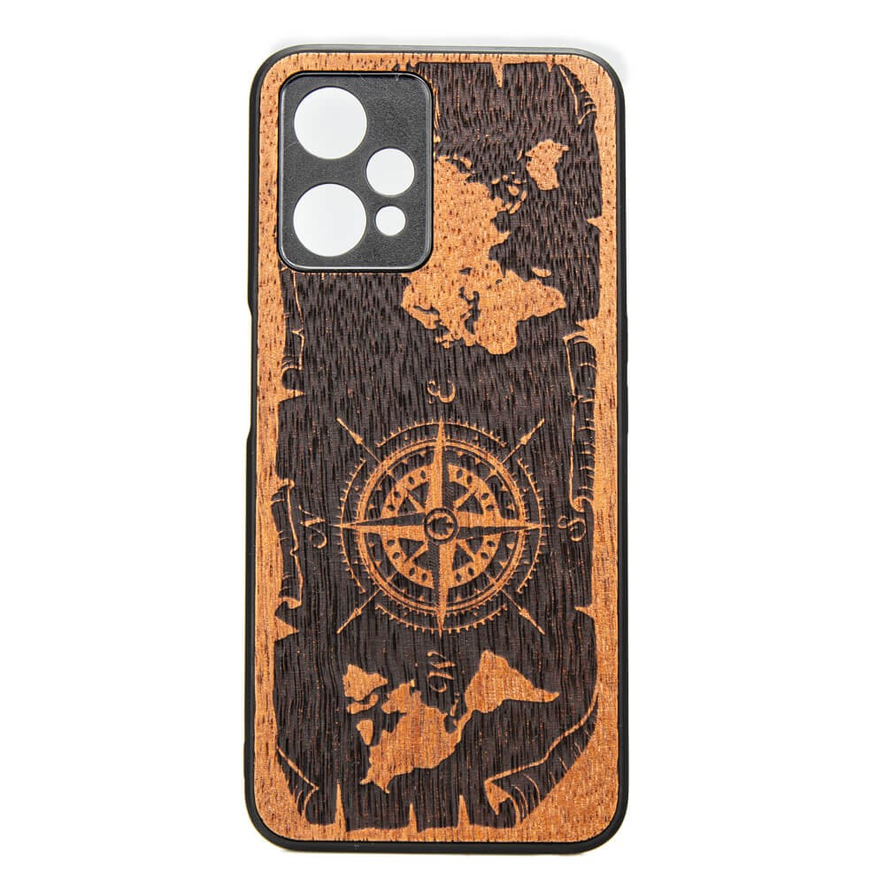 Drewniane Etui Bewood Realme 9 Pro Plus RÓŻA WIATRÓW MERBAU (1)