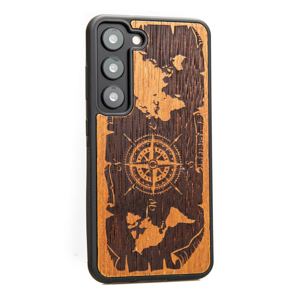 Drewniane Etui Bewood na Samsung Galaxy S23 RÓŻA WIATRÓW MERBAU (2)