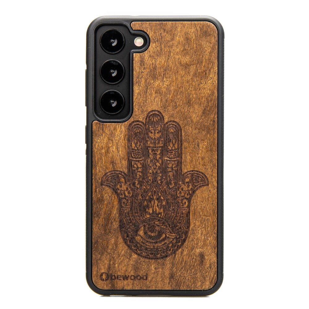 Drewniane Etui Bewood na Samsung Galaxy S23 HAMSA IMBUIA (1)