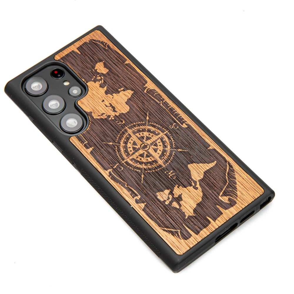 Drewniane Etui Bewood na Samsung Galaxy S23 Ultra RÓŻA WIATRÓW MERBAU (3)