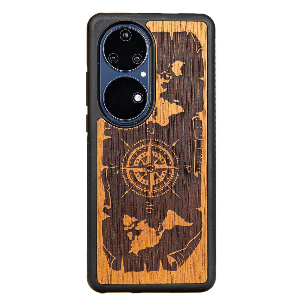 Drewniane Etui Bewood Huawei P50 Pro RÓŻA WIATRÓW MERBAU (1)