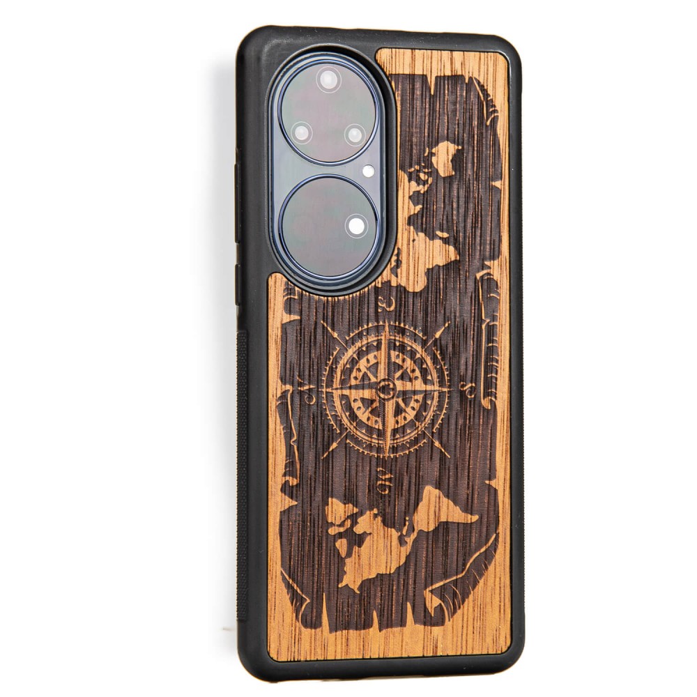 Drewniane Etui Bewood Huawei P50 Pro RÓŻA WIATRÓW MERBAU (2)