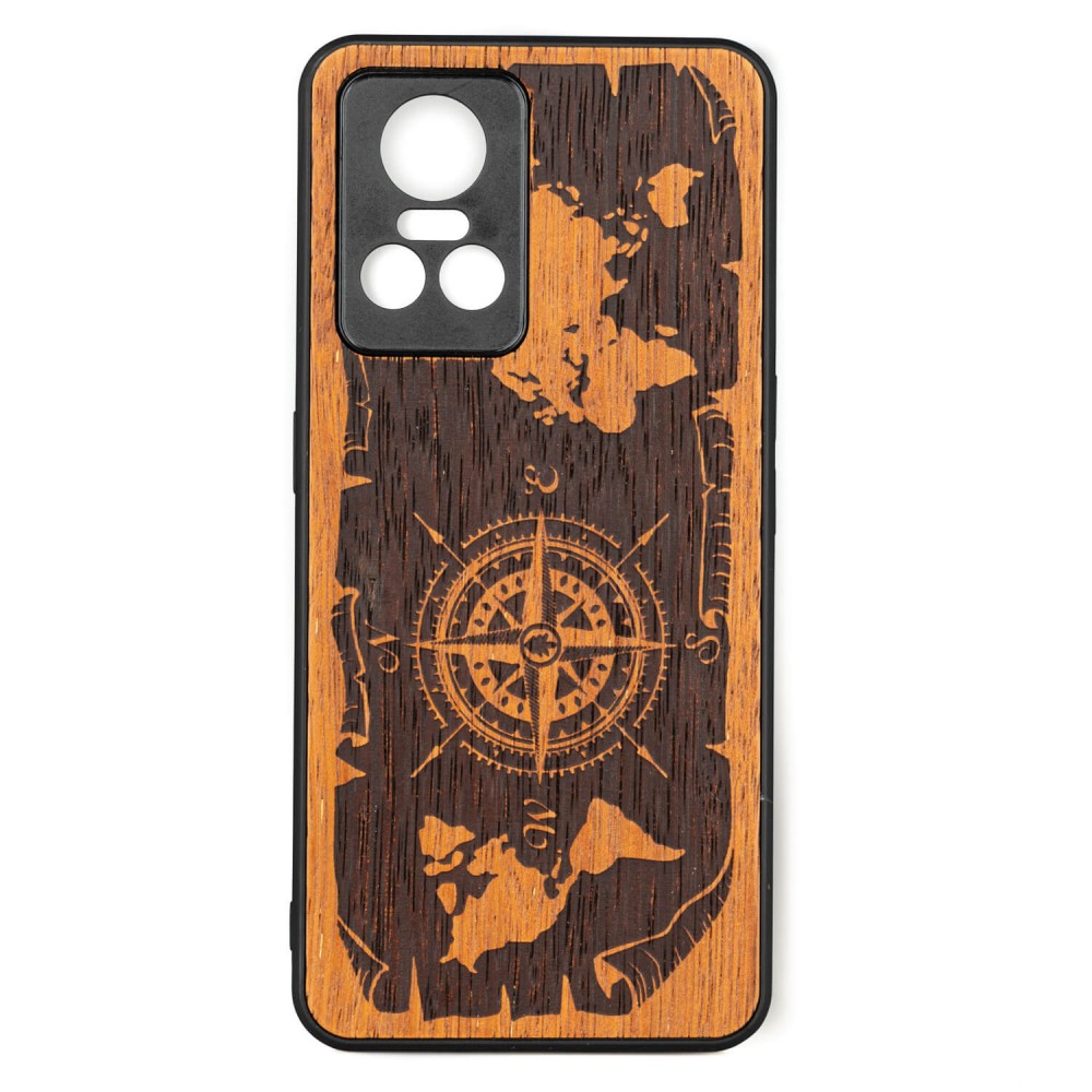 Drewniane Etui Bewood Realme GT Neo 3 RÓŻA WIATRÓW MERBAU (1)