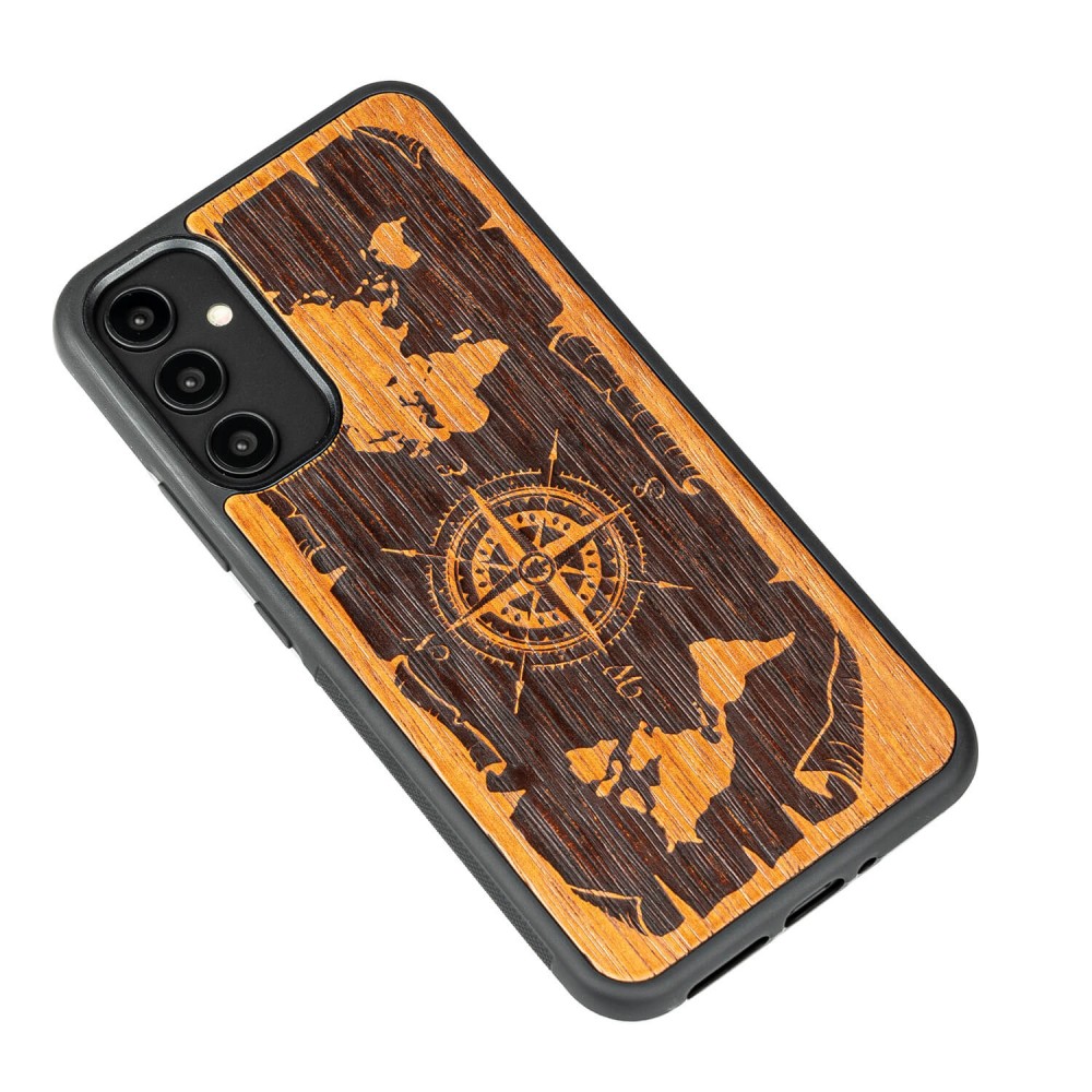 Drewniane Etui Bewood na Samsung Galaxy A34 5G RÓŻA WIATRÓW MERBAU (3)