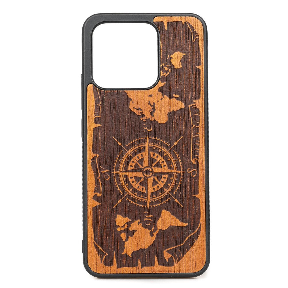 Drewniane Etui Bewood Xiaomi 13 RÓŻA WIATRÓW MERBAU (1)