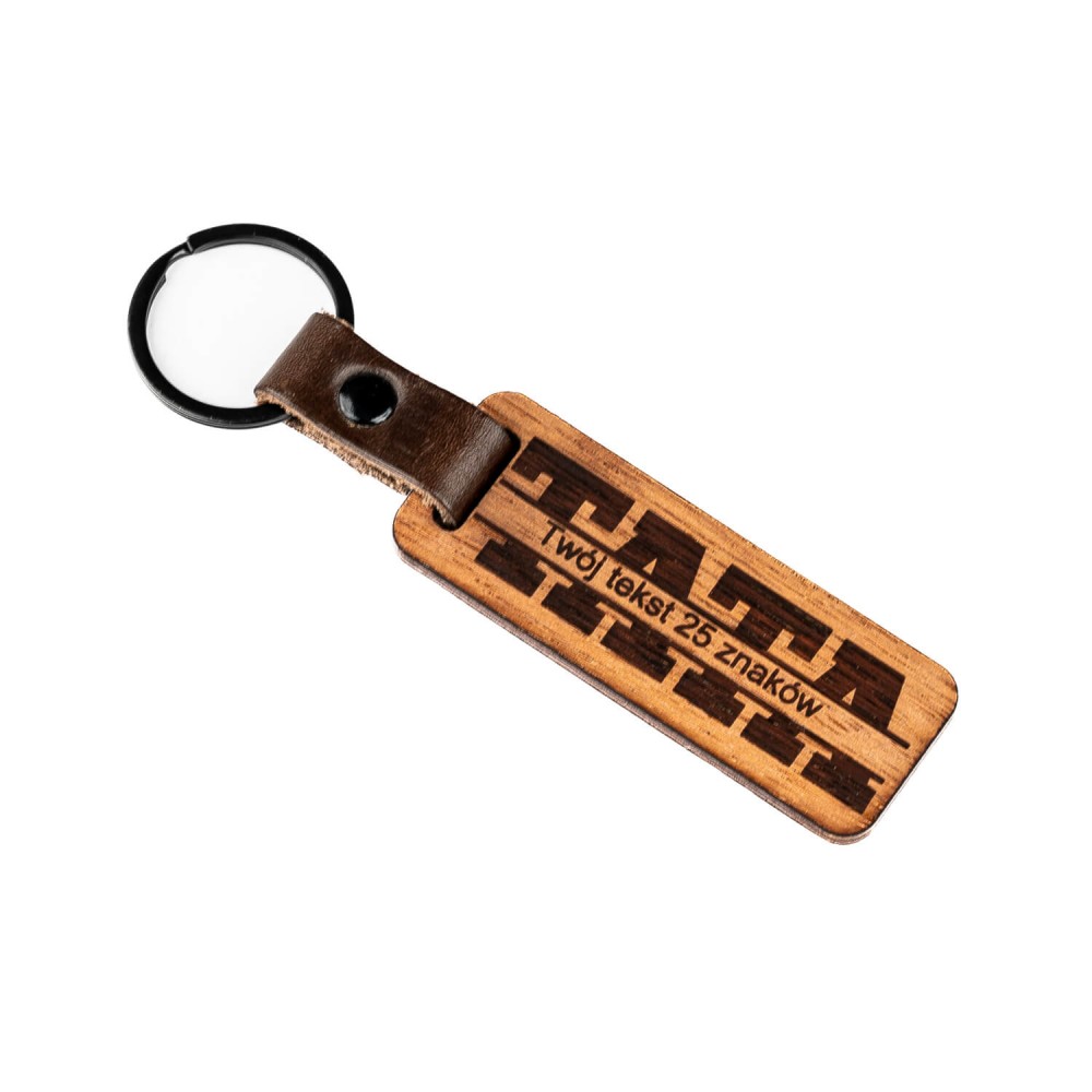 Drewniany Personalizowany Brelok Leather - Tata (3)
