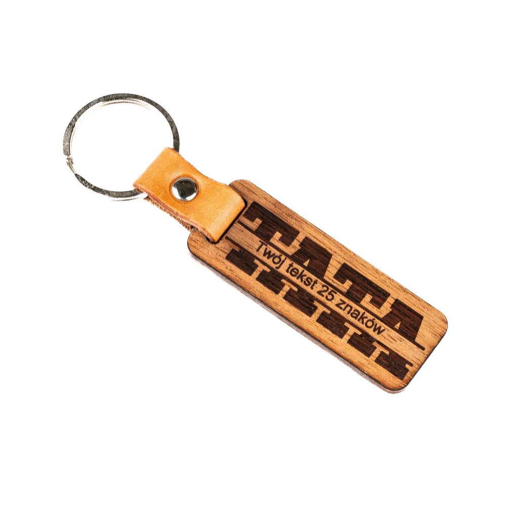 Drewniany Personalizowany Brelok Leather - Tata (4)