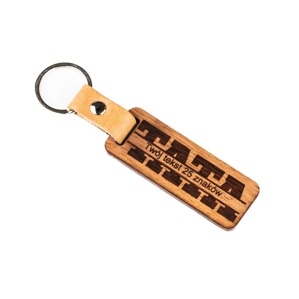 Drewniany Personalizowany Brelok Leather - Tata (5)