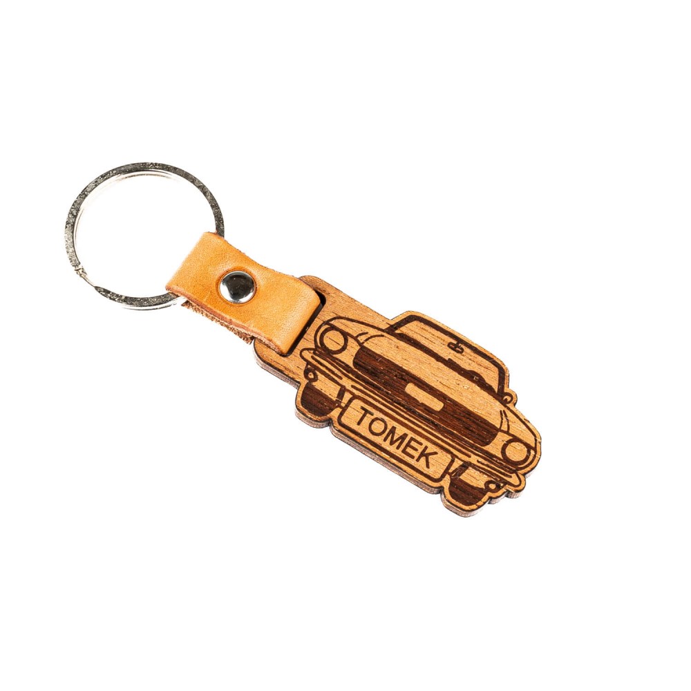 Drewniany Personalizowany Brelok Leather - Auto (4)