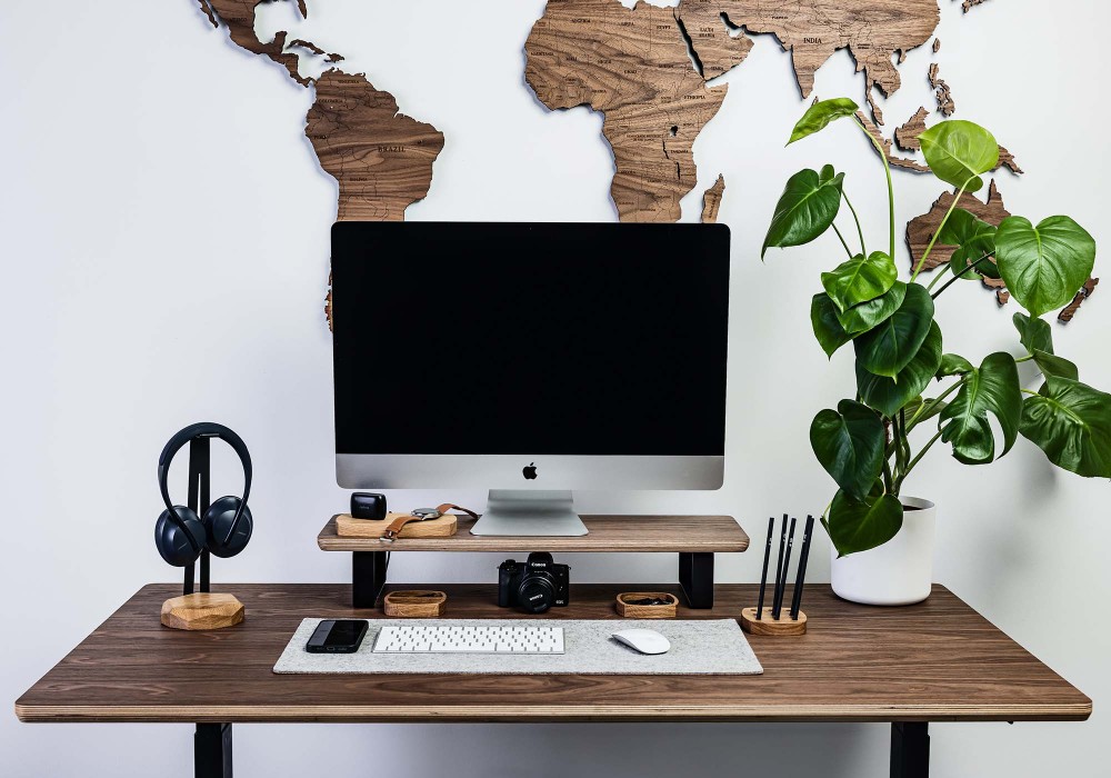 Monitor Stand Desk Shelf Bewood - Black - Walnut - Short (4)