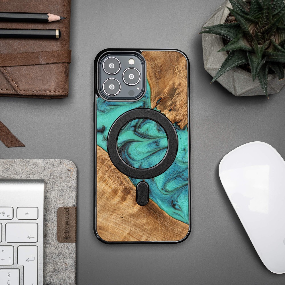 Etui Bewood Unique na iPhone 13 Pro Max - Turquoise z MagSafe (3)