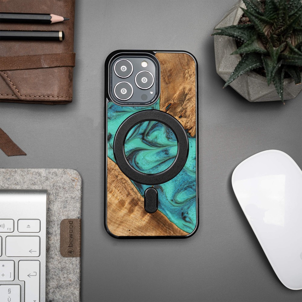 Bewood Resin Case - iPhone 13 Pro - Turquoise - MagSafe (3)