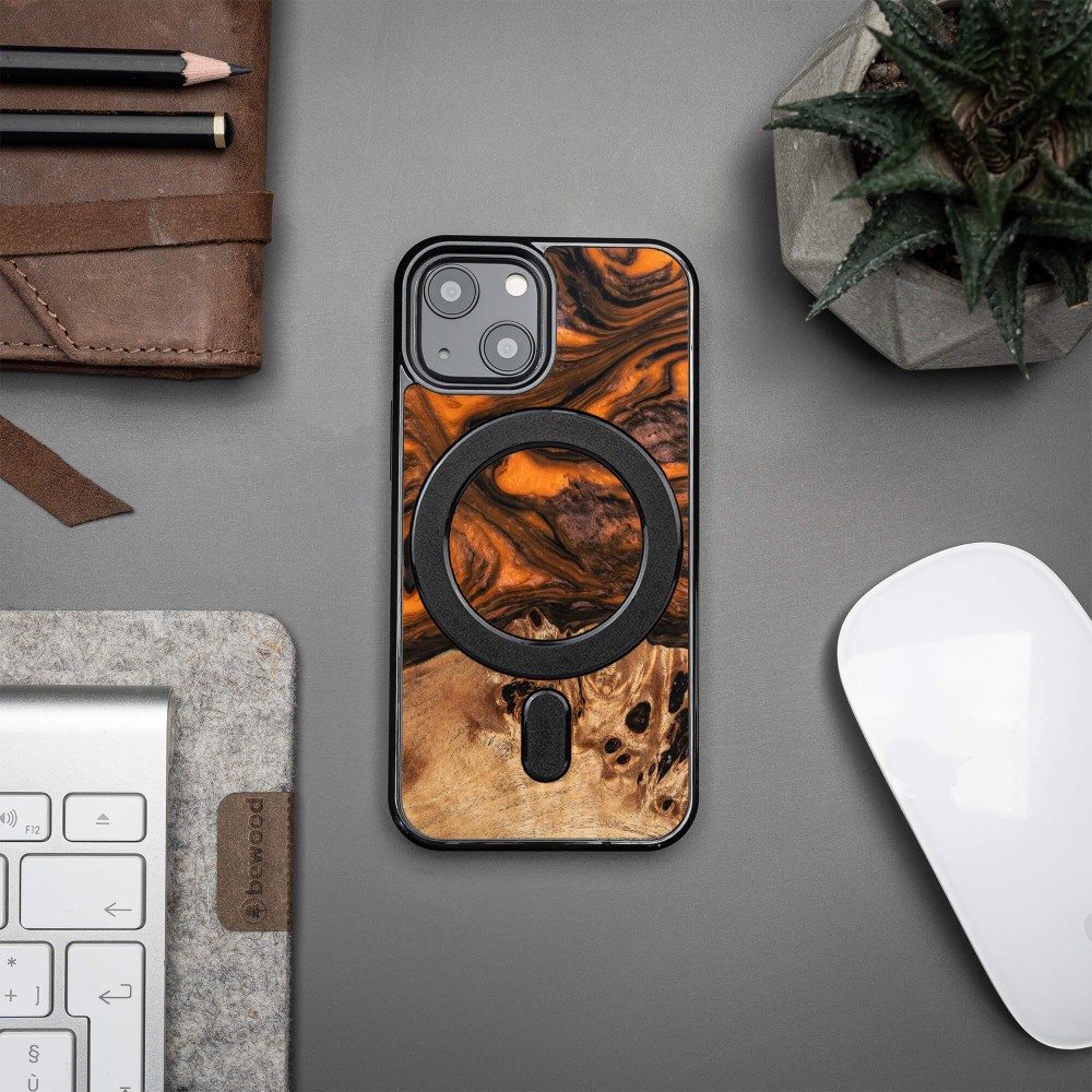 Etui Bewood Unique na iPhone 13 Mini - Orange z MagSafe (3)