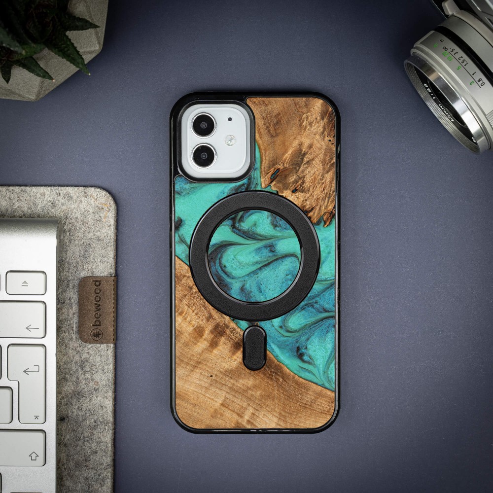 Etui Bewood Unique na iPhone 12 / 12 Pro - Turquoise z MagSafe (3)