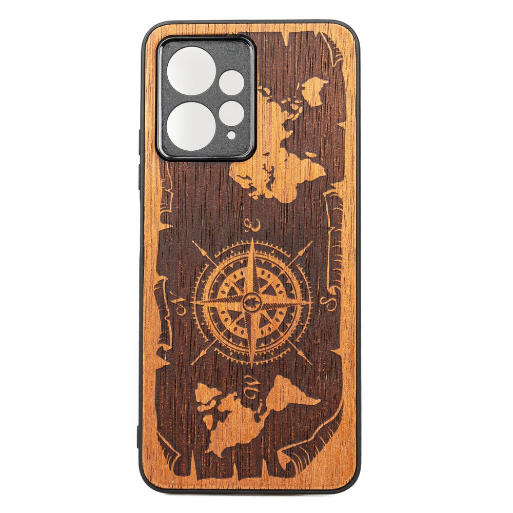 Drewniane Etui Bewood Redmi Note 12 4G RÓŻA WIATRÓW MERBAU (1)