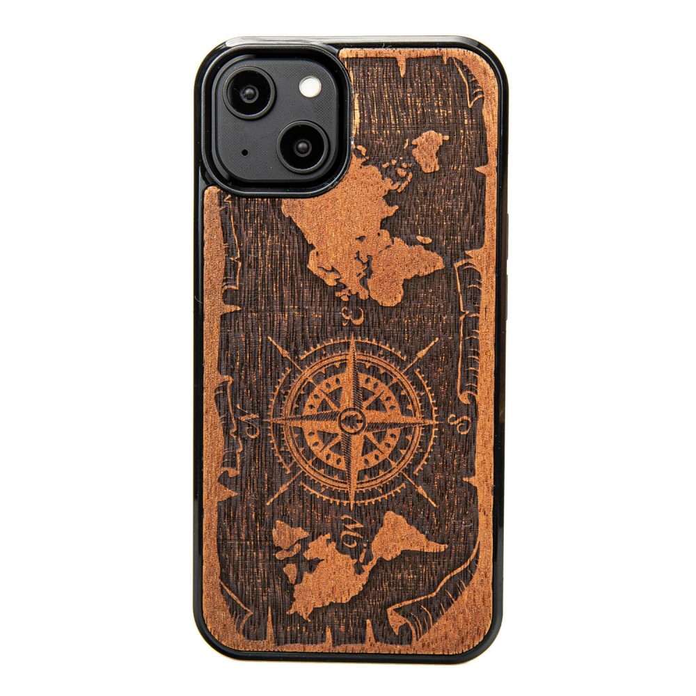 Drewniane Etui Bewood do iPhone 15 RÓŻA WIATRÓW MERBAU (1)