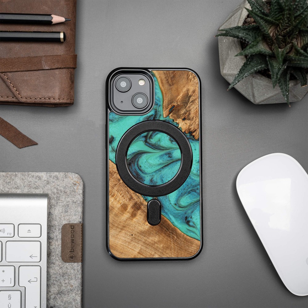 Bewood Resin Case - iPhone 15 - Turquoise - MagSafe (3)