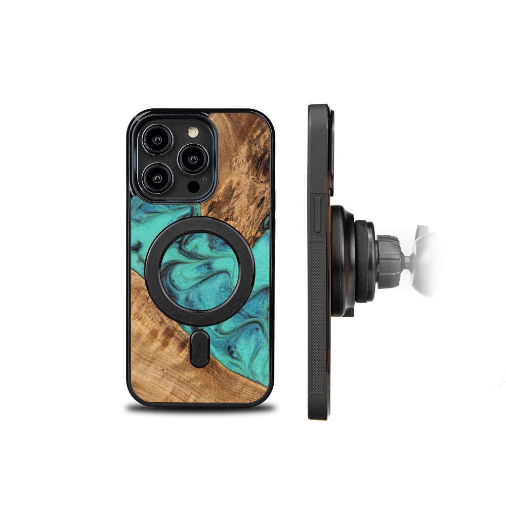 Bewood Resin Case - iPhone 15 Pro - Turquoise - MagSafe (2)