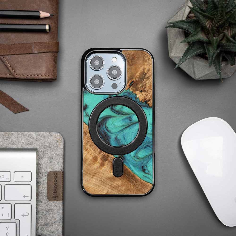 Bewood Resin Case - iPhone 15 Pro - Turquoise - MagSafe (3)