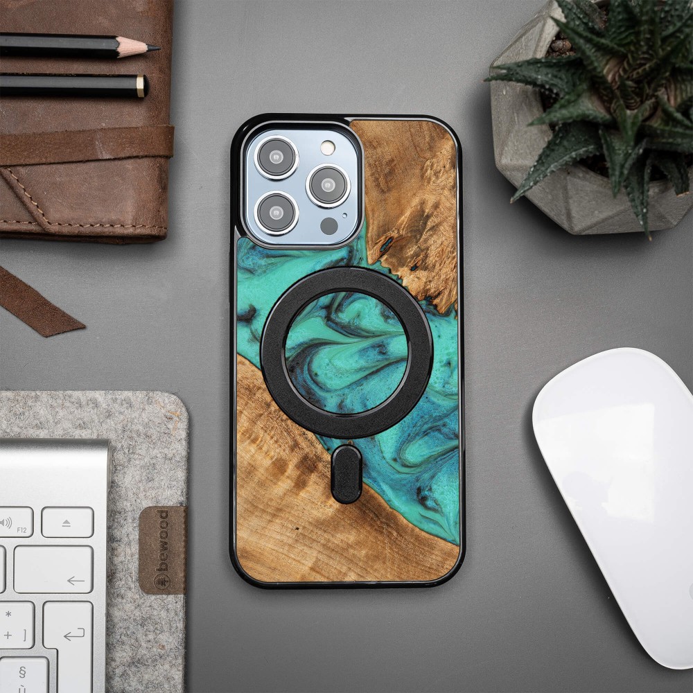 Etui Bewood Unique do iPhone 15 Pro Max - Turquoise z MagSafe (3)