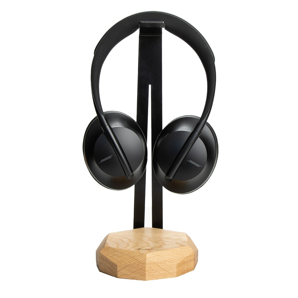 Wood Headphone Stand with QI Charger 15W - Black - Oak (3)