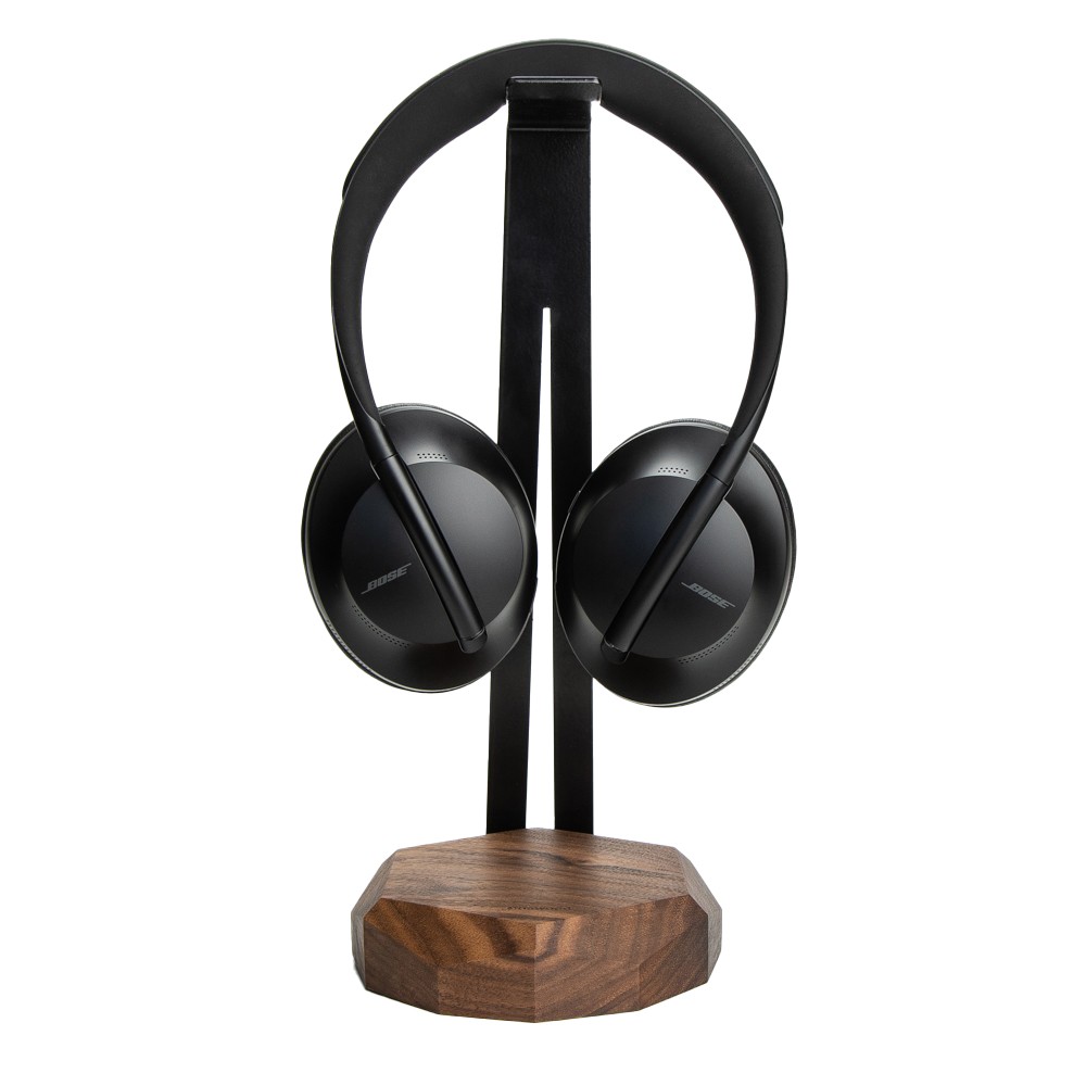 Stojak na słuchawki Bewood z Ładowarką QI 15W - Black - Orzech (3)