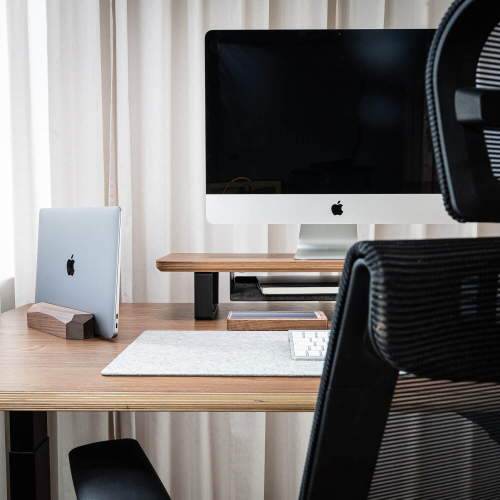 Monitor Stand Desk Shelf Bewood - Black - Walnut - Short (2)
