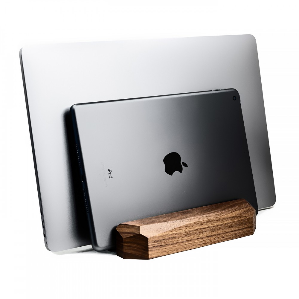 Stojak na laptop Bewood - Geometryczny - Podwójny - Orzech (1)