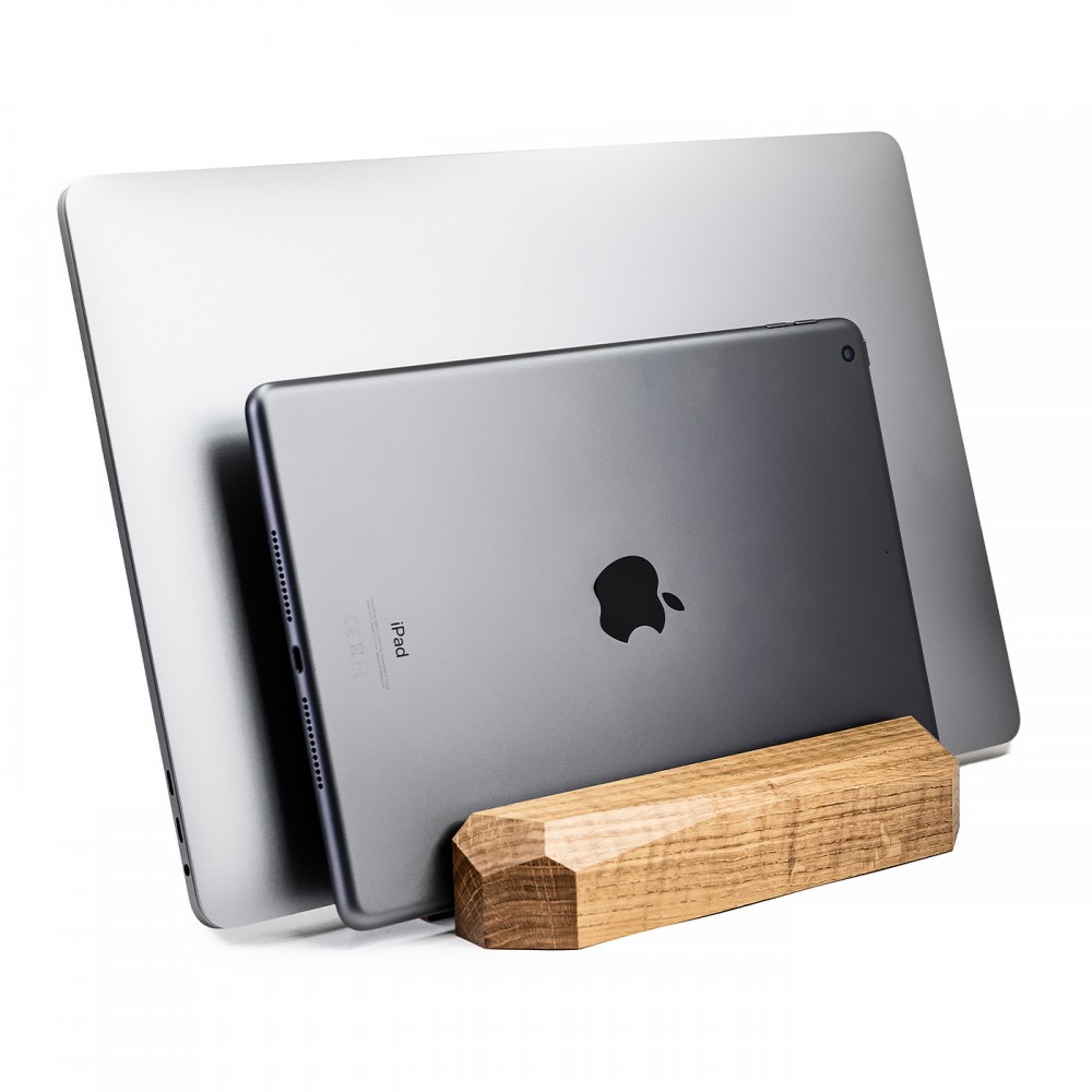 Stojak na laptop Bewood - Geometryczny - Podwójny - Dąb (1)