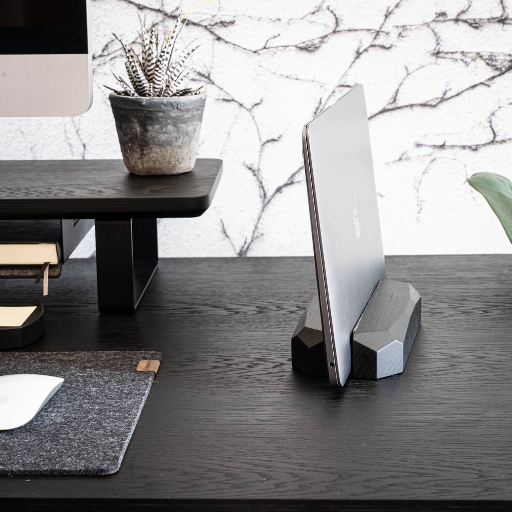 Bewood Laptop Stand - Geometric - Single - Black Oak (2)