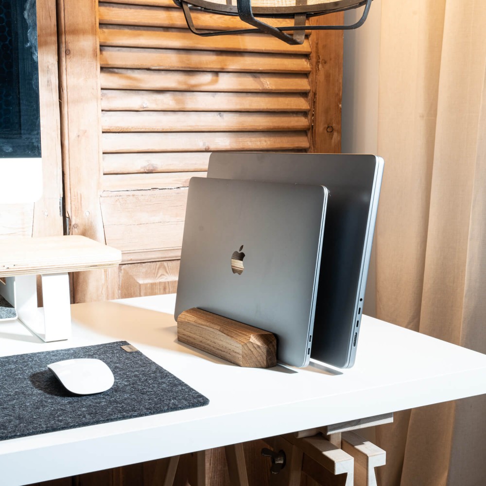 Stojak na laptop Bewood - Geometryczny - Podwójny - Dąb (2)