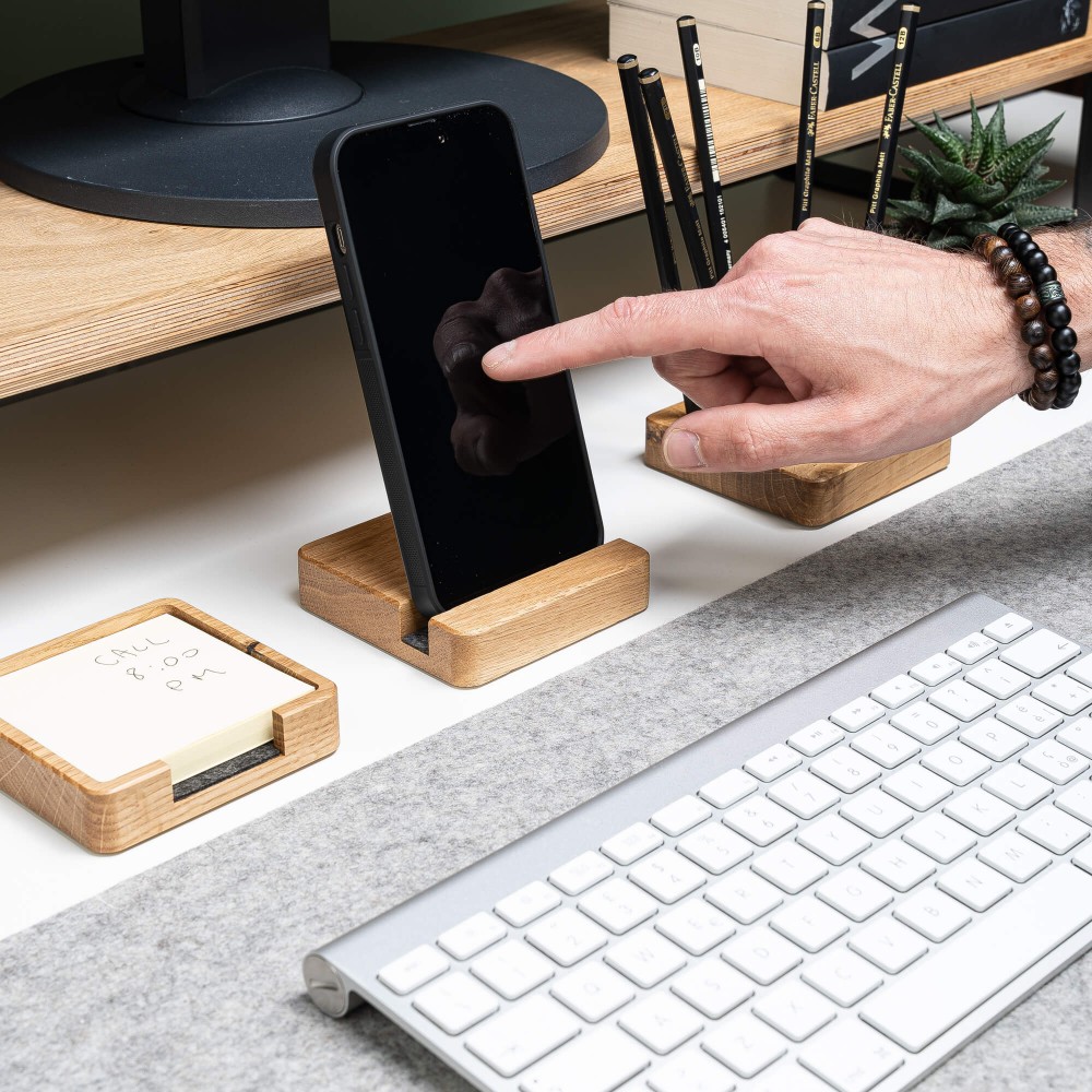 Wooden Phone Stand Organizer - Oak (2)