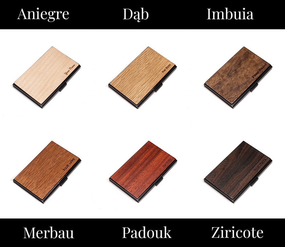 Personalizowany Wizytownik Drewniany Black - Twój Napis - Zaprojektuj (14)
