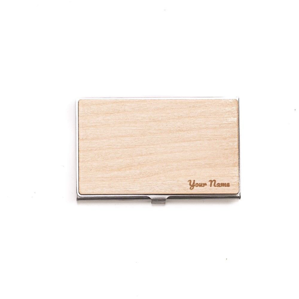 Personalizowany Wizytownik Drewniany Inox - Twój Napis - Zaprojektuj (7)