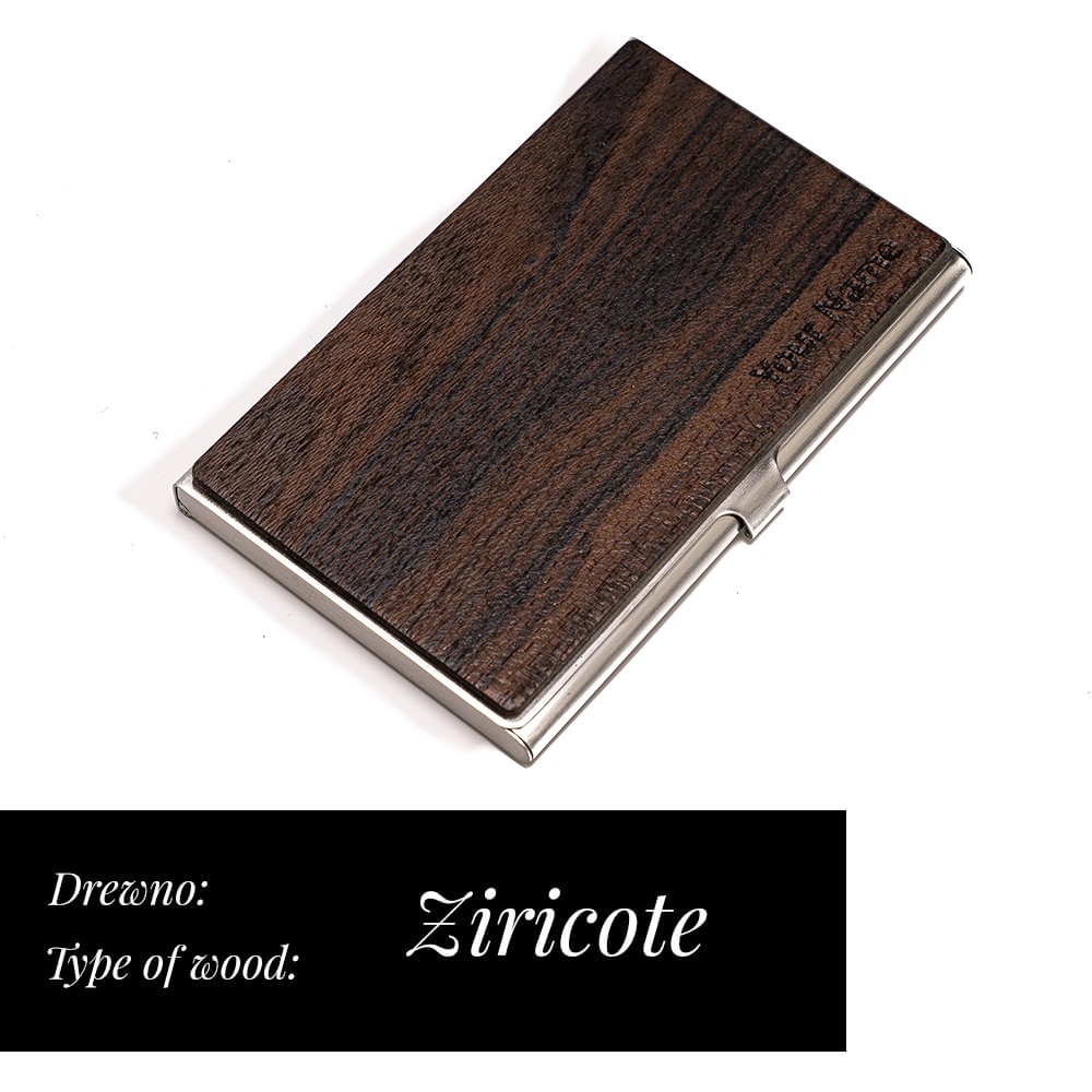 Personalizowany Wizytownik Drewniany Inox - Twój Napis - Zaprojektuj (10)