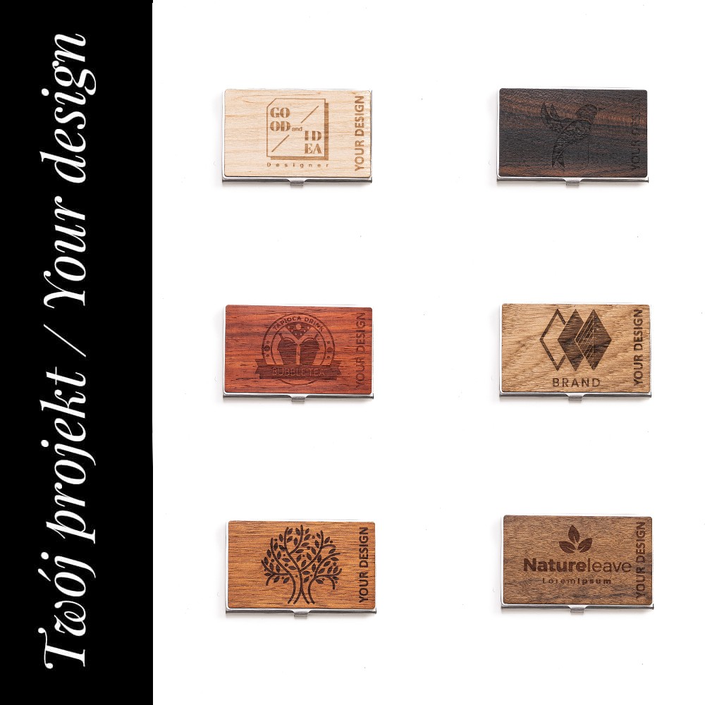 Personalized Wooden Business Card Holder Inox - Your Logo - Design (1)