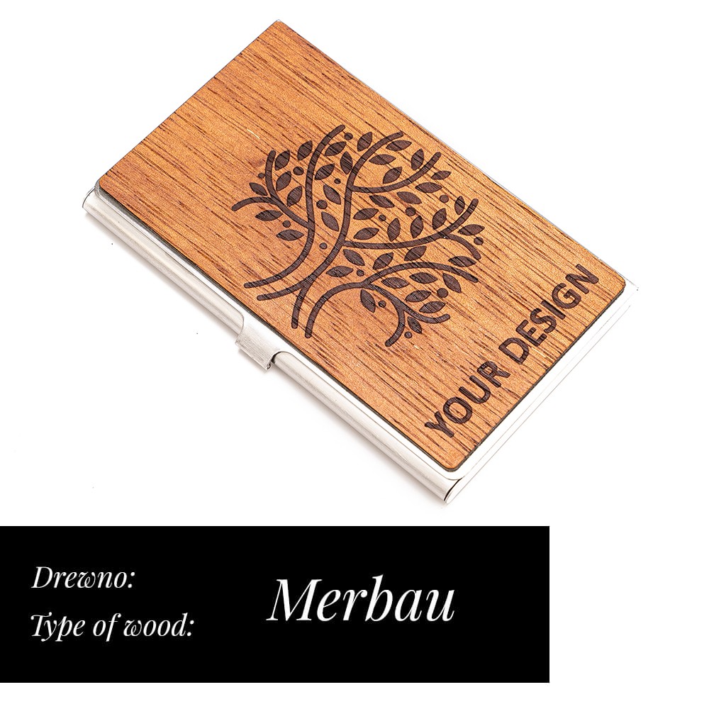 Personalized Wooden Business Card Holder Inox - Your Logo - Design (2)