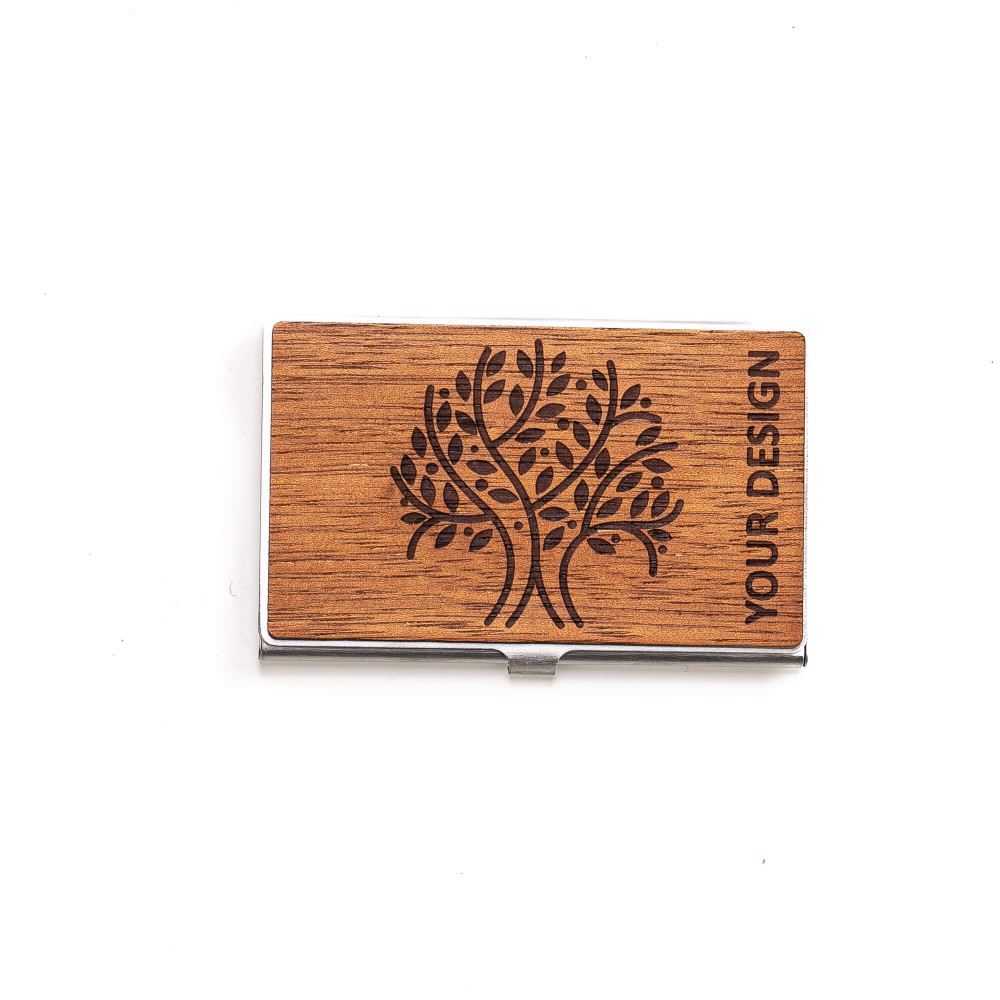 Personalized Wooden Business Card Holder Inox - Your Logo - Design (3)
