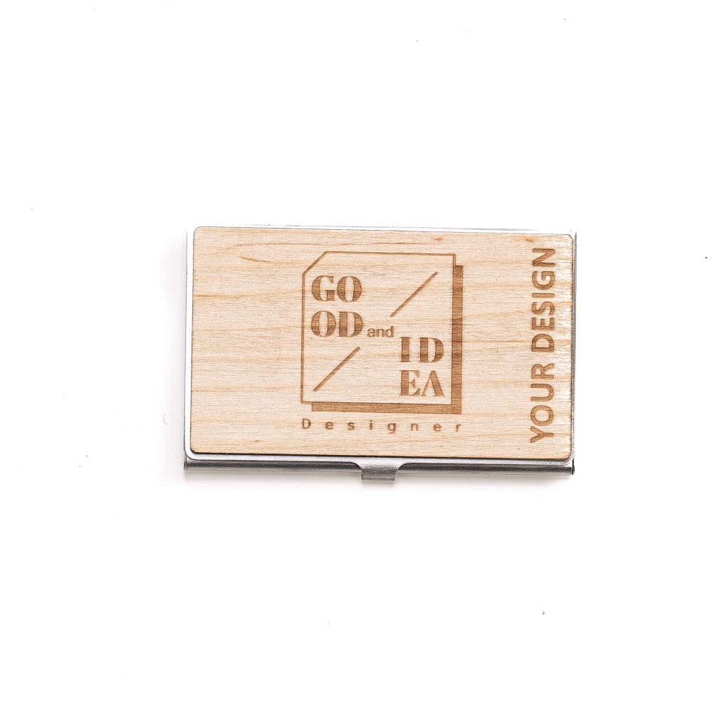 Personalized Wooden Business Card Holder Inox - Your Logo - Design (7)