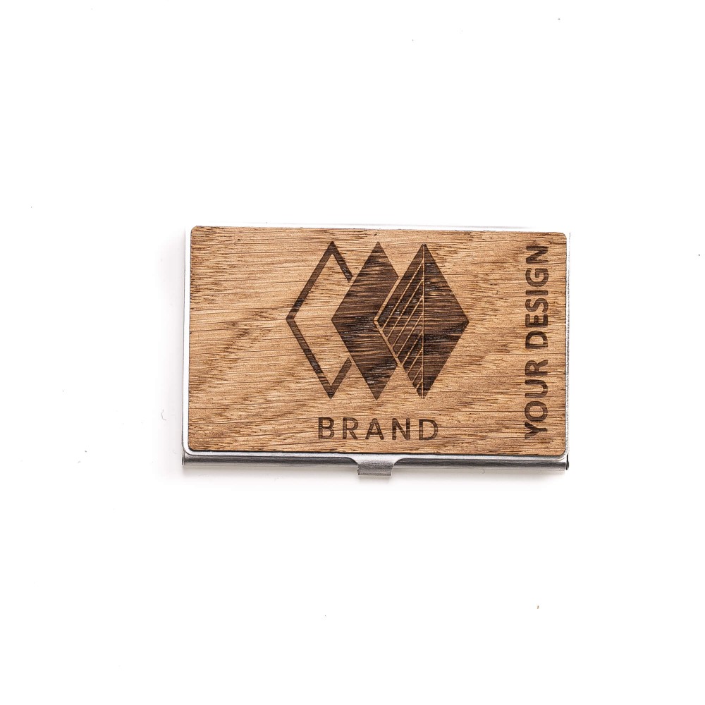 Personalized Wooden Business Card Holder Inox - Your Logo - Design (9)