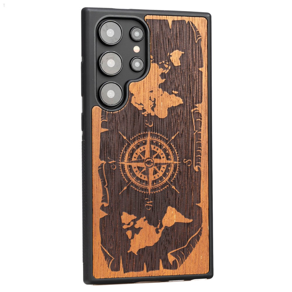 Drewniane Etui Bewood na Samsung Galaxy S24 Ultra RÓŻA WIATRÓW MERBAU (2)