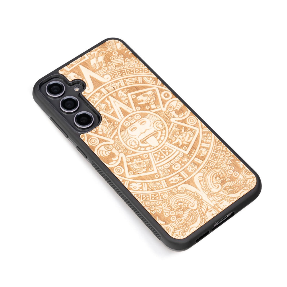 Samsung Galaxy S23 FE Aztec Calendar Anigre Bewood Wood Case (3)