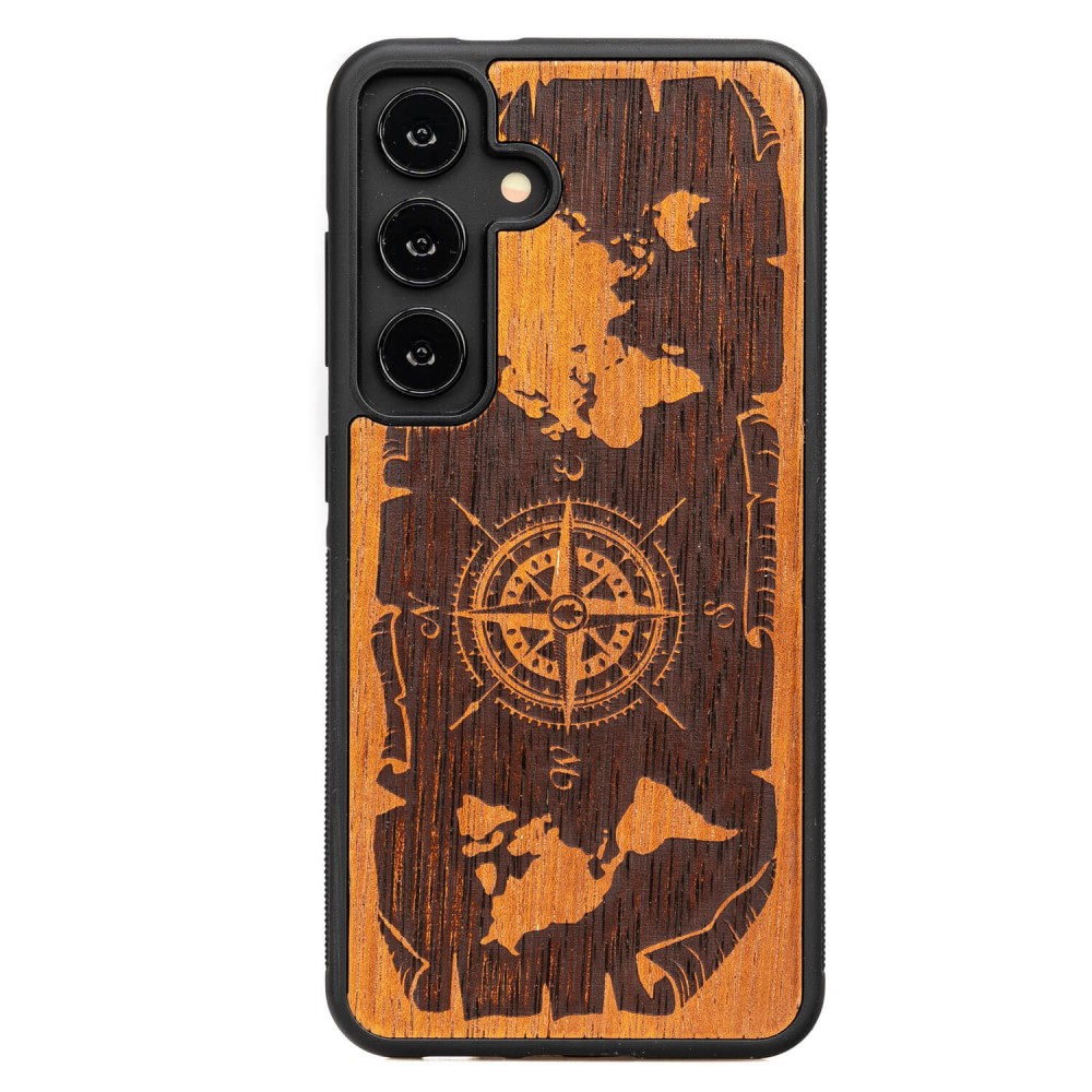 Drewniane Etui Bewood na Samsung Galaxy A55 5G RÓŻA WIATRÓW MERBAU (1)