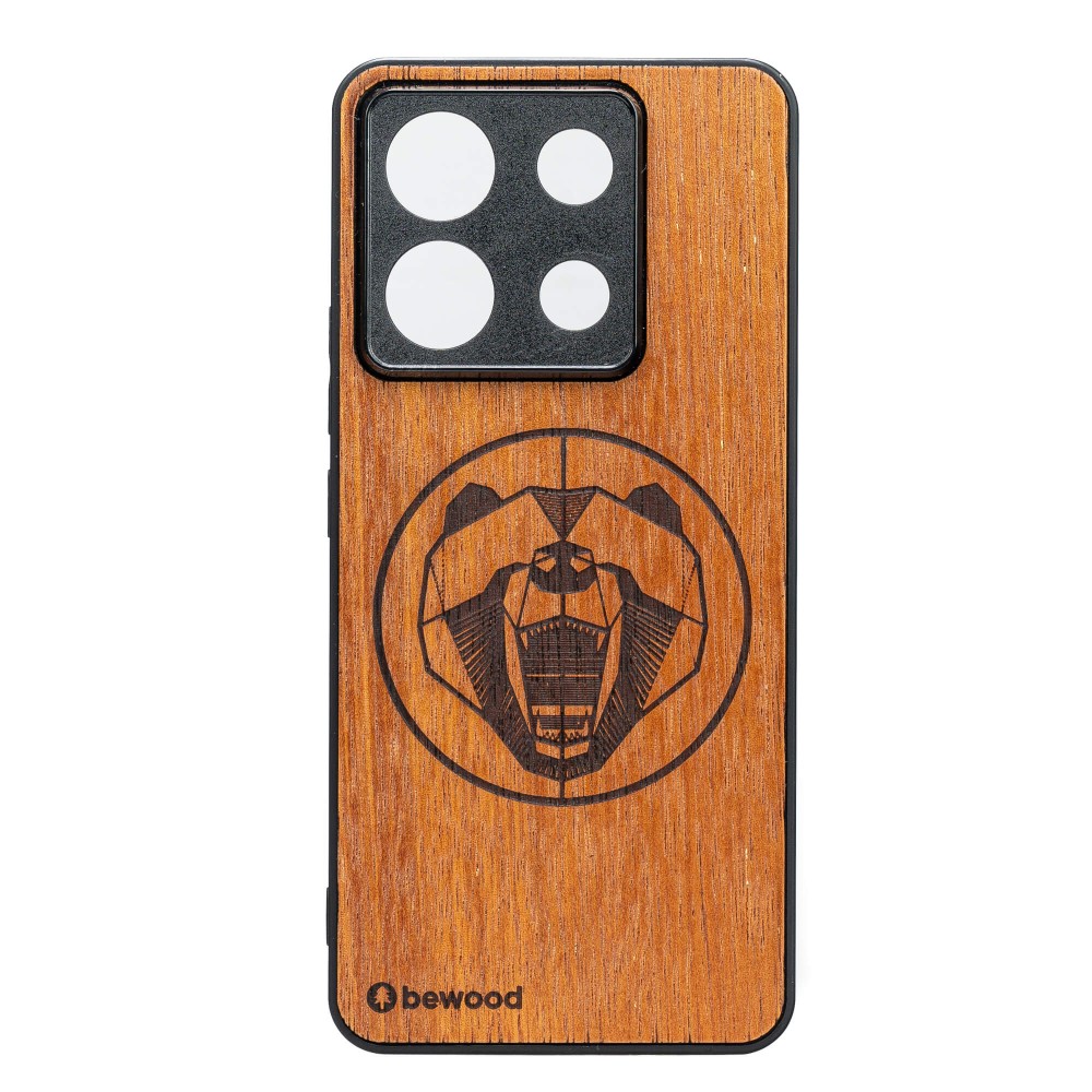 Drewniane Etui Bewood do Xiaomi Redmi Note 13 5G NIEDŹWIEDŹ MERBAU (1)
