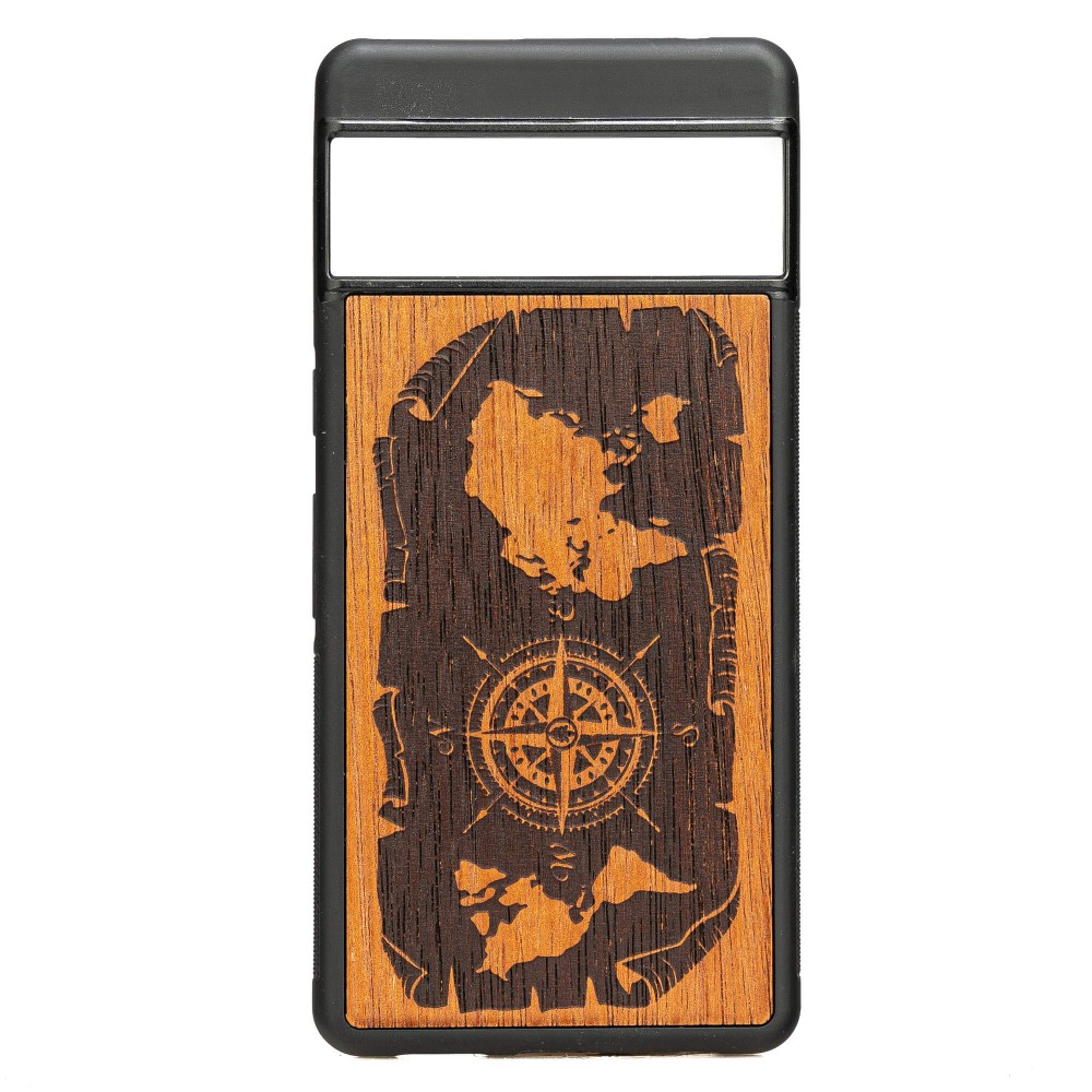 Drewniane Etui Bewood do Google Pixel 7 Pro RÓŻA WIATRÓW MERBAU (1)
