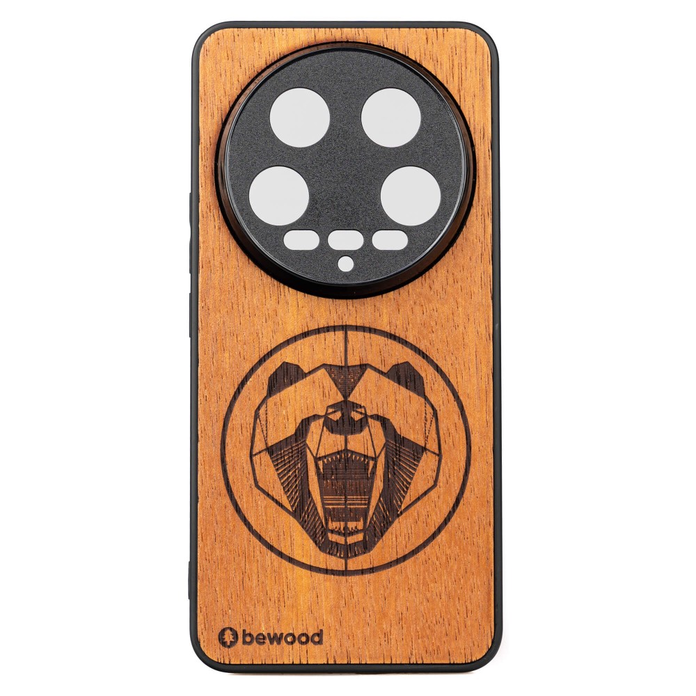 Drewniane Etui Bewood do Xiaomi 14 Ultra NIEDŹWIEDŹ MERBAU (1)