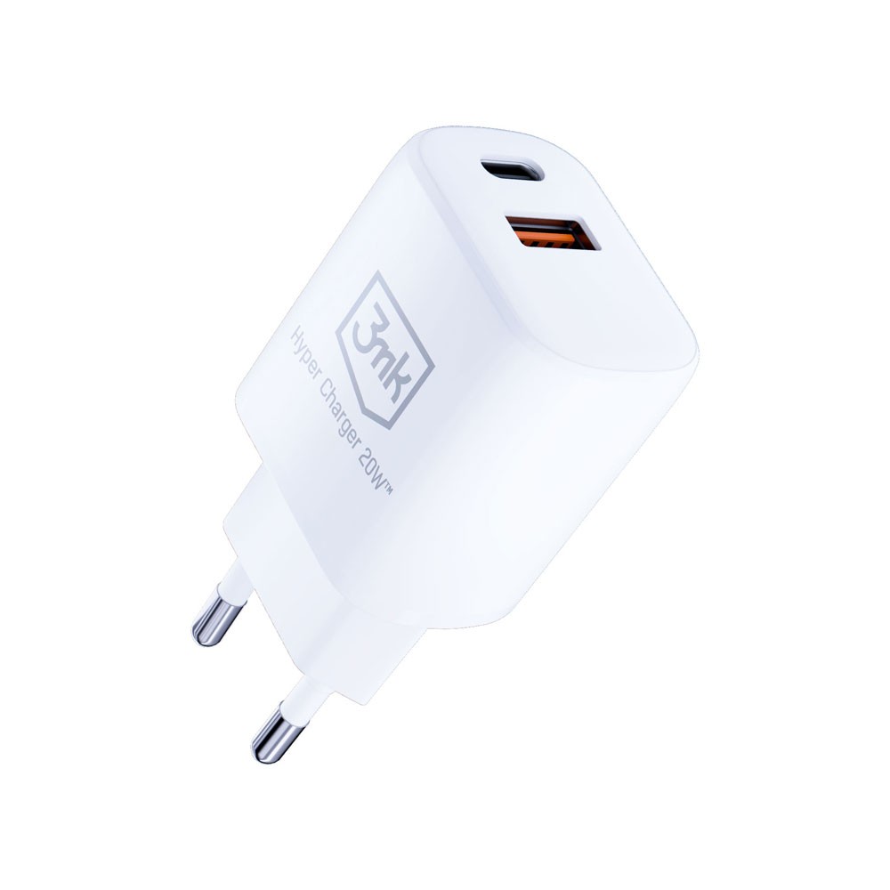 Ładowarka sieciowa 3mk Hyper Charger USB-A, USB-C QC 3.0, PD 20W, biała (4)